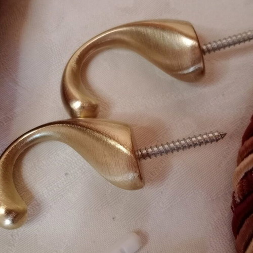 Large curtain tiebacks new in burgundy, gold, and copper colors