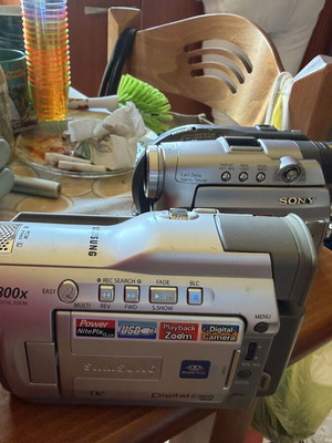 Sony DCR-DVD301 and Samsung SCD23 camcorders used