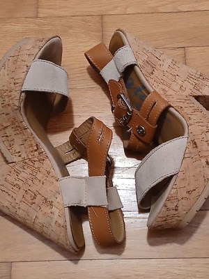 Replay women's platform sandals used, size 40, leather straps, cork sole