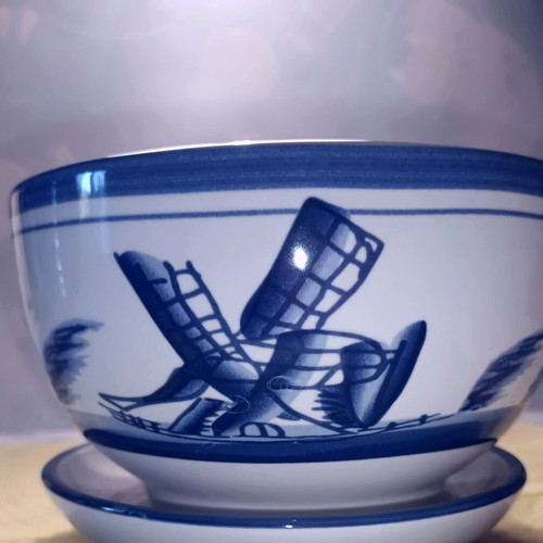 Ceramic planter with painted nautical motifs, new