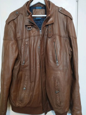 Leather men's jacket brown XL like new