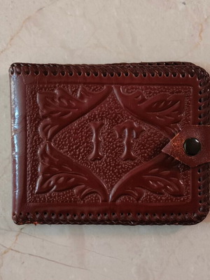 Χειροποίητο δερμάτινο πορτοφόλι vintage style σαν καινούργιο, καφέ