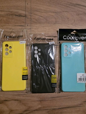 Samsung A33 phone cases new, set of 3 in yellow, black and blue