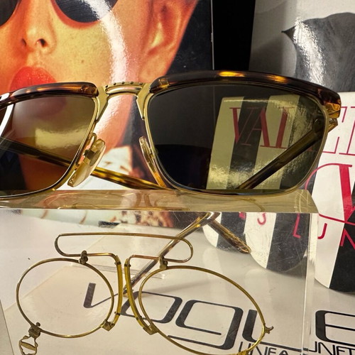 Vintage German sunglasses with gold metal frame and brown lenses NOS