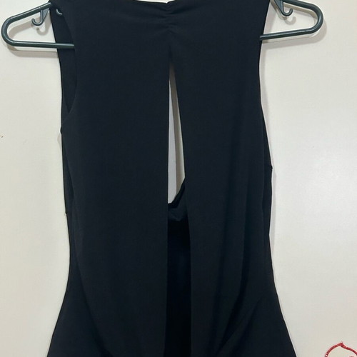 Black draped top with back opening like new, size S