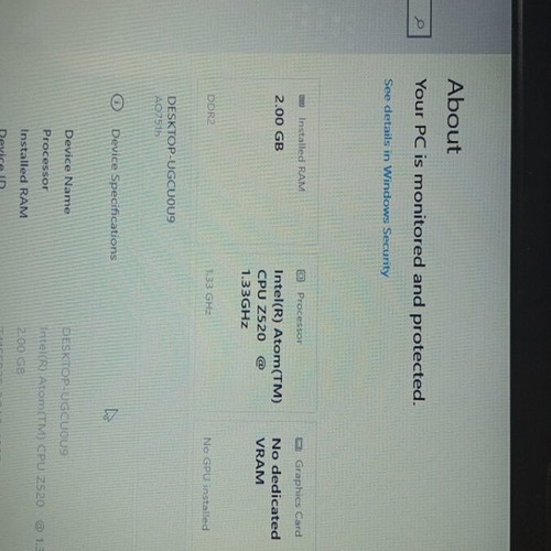 Acer Aspire ZA3 laptop used, 11.6 inch, Intel Atom Z520, 2GB RAM, 120GB SSD