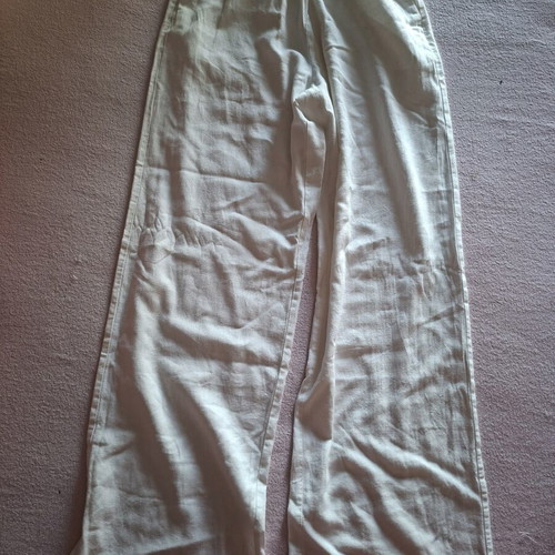 Bershka cotton pants white, worn once, size XS