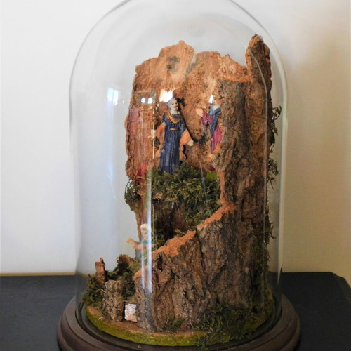 Nativity scene used with domed glass cover Christmas decoration