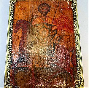 Εκκλησιαστική ξύλινη εικόνα Άγιος Μηνάς 23x17