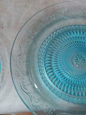 Blue pasta set new, six glass plates