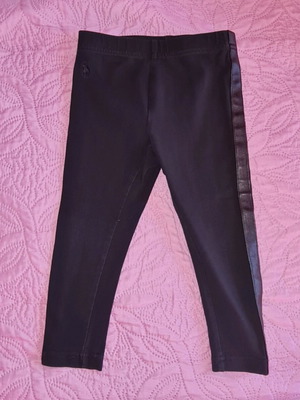 Ralph Lauren leggings 2 years black cotton with leather stripe like new