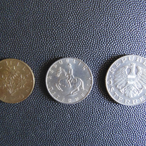 Coins from Austria 1, 5, 10 Schilling used in excellent condition