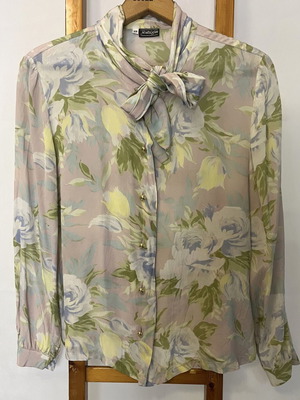 Vintage μεταξωτό πουκάμισο M/L floral acetato seta μεταχειρισμένο
