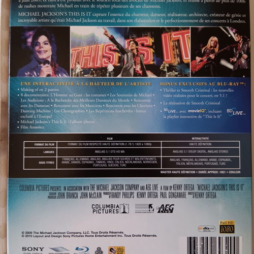 Michael Jackson This Is It Blu-ray like new French edition