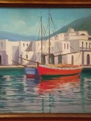 Ελαιογραφία σε καμβά Μαρία Βουρλάκη-Σιματού, σαν καινούργιο