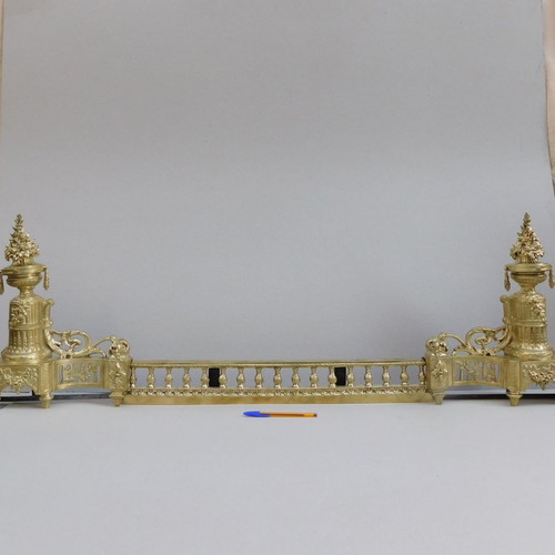 Decorative French Neoclassical Bronze Fireplace Triptych