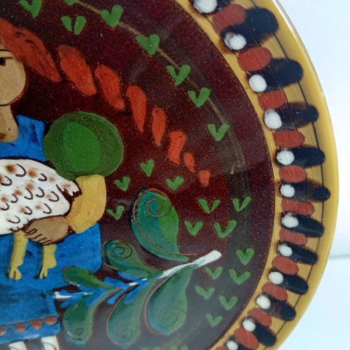 Rudolf Howald decorative ceramic plate, Swiss folk art