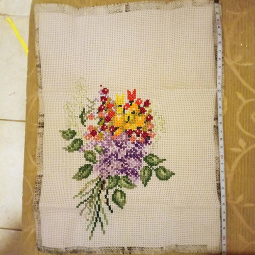 Handmade vintage embroidery flowers for frame or small doily new
