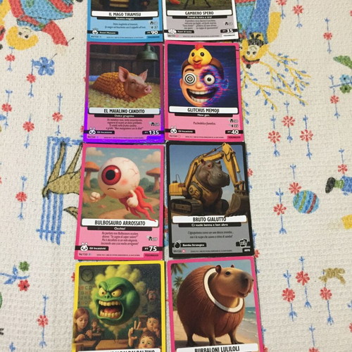 Italian Brainrot cards used, set with wear