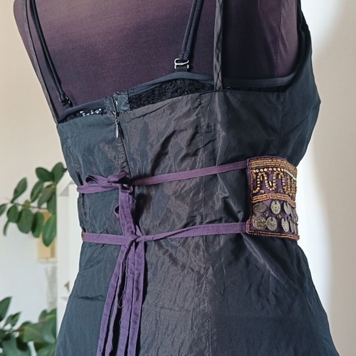 Vitsio evening maxi dress like new, taffeta brown and black