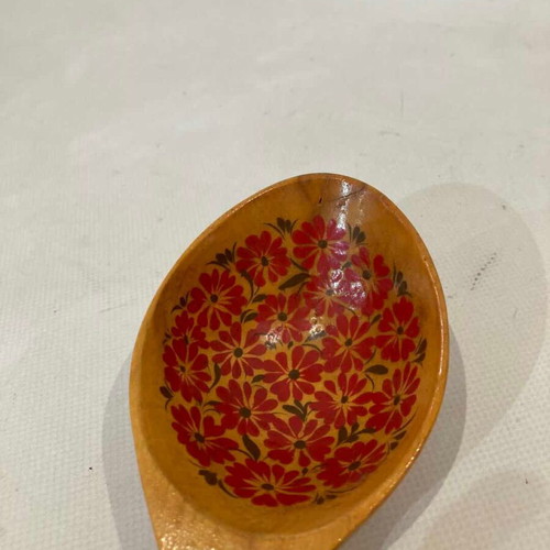 Vintage Bulgarian decorative spoon used with hand-painted flowers 36cm