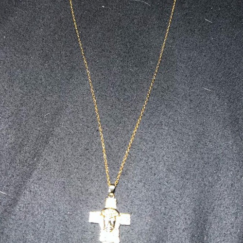 Steel gold cross with diamonds new