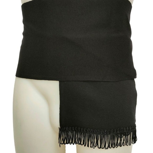 Traditional men's black belt with fringes, elastic cotton MARK229
