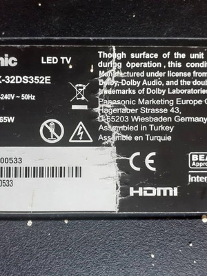 Πλακέτες τηλεόρασης Panasonic TX-32DS352E μεταχειρισμένες, 32”