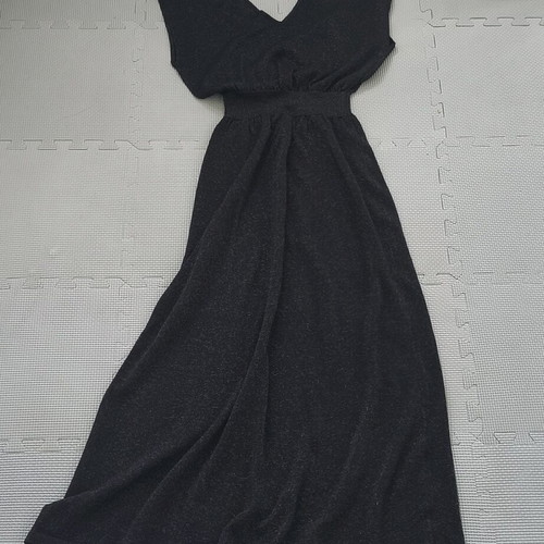 Bershka women's black lurex maxi dress size M like new