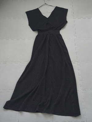 Bershka women's black lurex maxi dress size M like new