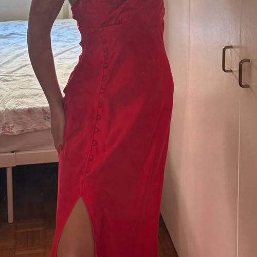 Zara dress red like new, satin texture size S