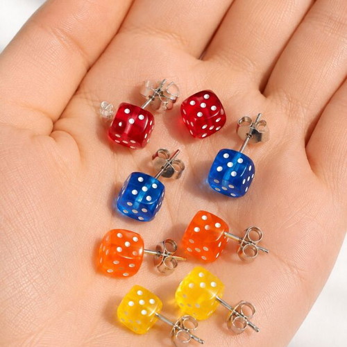 Y2K Handmade Lucky Dice Earrings in 4 Colors