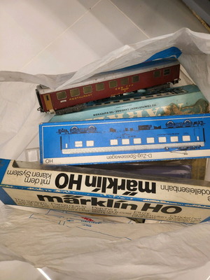 Marklin trains used from various decades with accessories