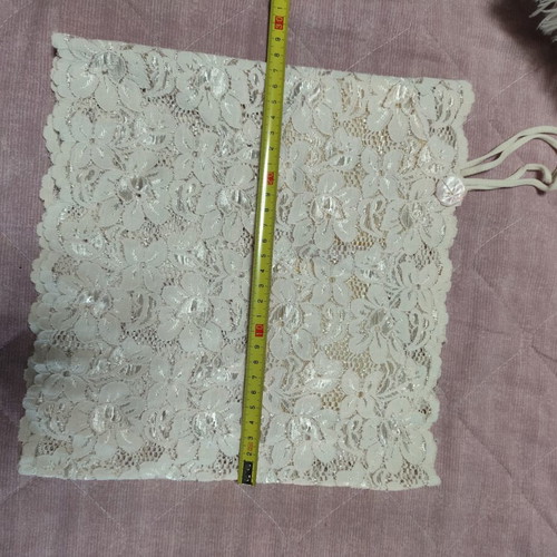 Top blouse used, white and beige, size S