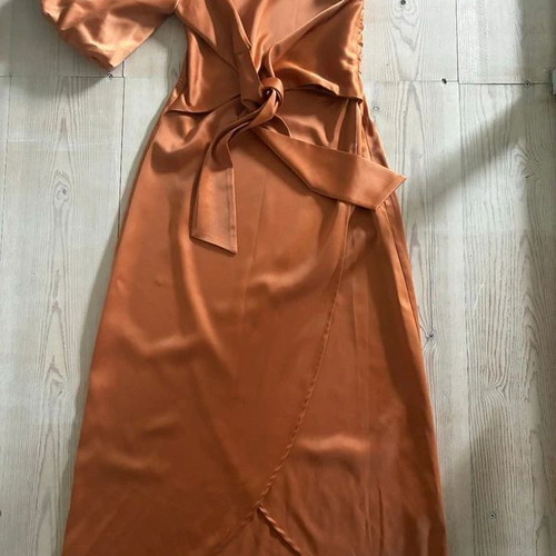YAS midi dress brown one-shoulder