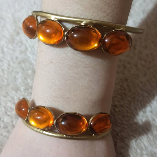Copper bracelets new, painted matte gold