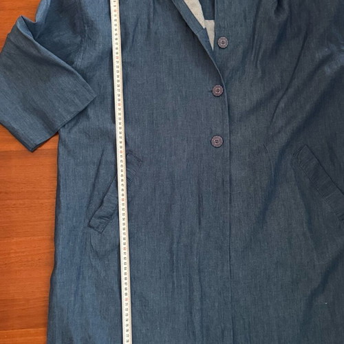 Namaste trench coat used in denim color with lining and hood