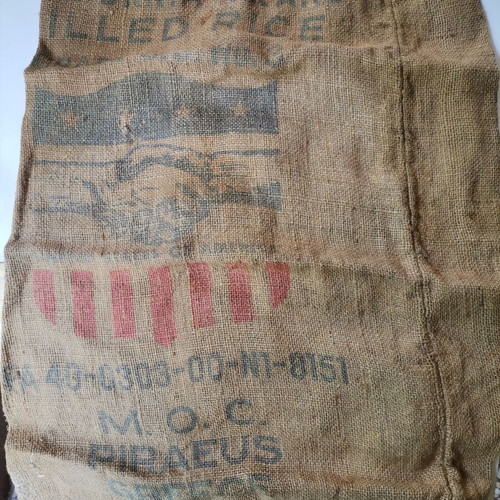 Marshall Plan Authentic Rice Transport Sack used, 1950