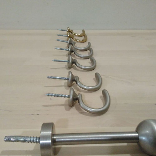 Curtain support bases set used, 8 bronze pieces, silver and gold