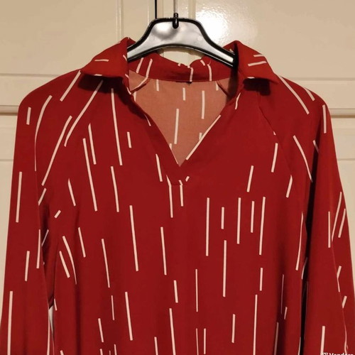Asymmetric brick red tunic shirt new one size