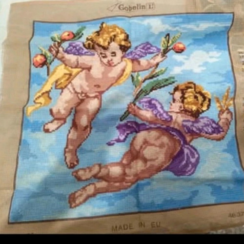 Gobelin with Angels like new, ready for framing, 50x50 cm