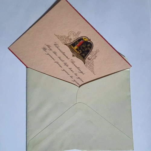 Vintage Christmas card like new with gold design