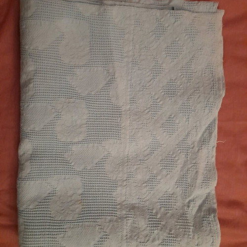 Single cotton blanket used, sea blue color
