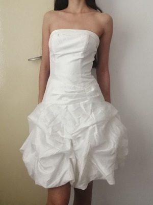Short women's wedding dress with corset and balloon skirt, used, size S