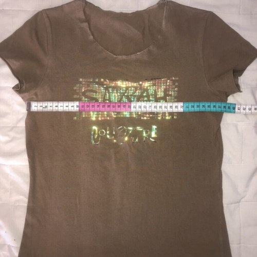 T-shirt Sarah Lawrence like new, brown khaki with metallic print