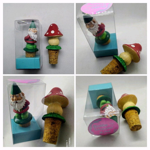 Bottle stoppers with decorative figurines, new, set of 2