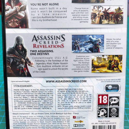 Assassin's Creed Brotherhood and Revelations PC DVD-ROM like new