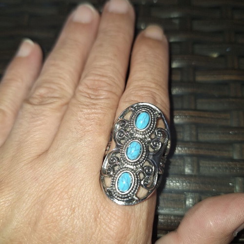Ring size 8 new, turquoise and silver