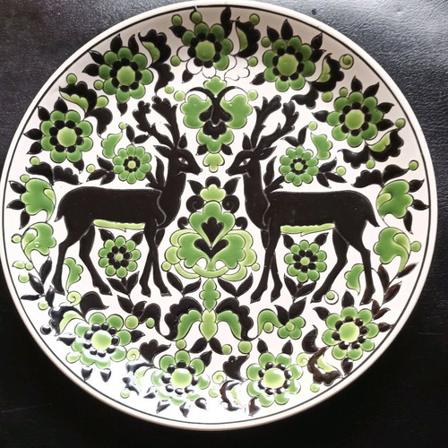 Faros Keramik vintage decorative plate with enamel, like new