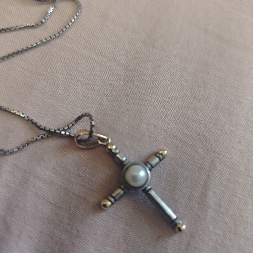 Women's silver cross with gold, like new
